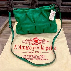 Italian Leather Bag: Beautiful Green Cross Body Bag
